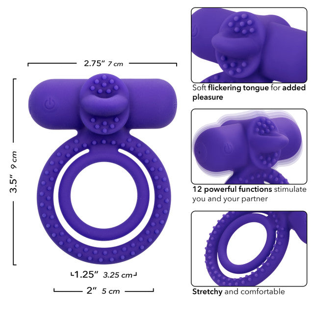 Calexotics Silicone Rechargeable Dual Climaxer Couples Ring Vibrator