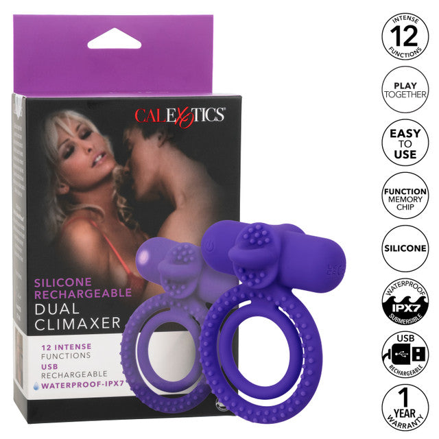 Calexotics Silicone Rechargeable Dual Climaxer Couples Ring Vibrator