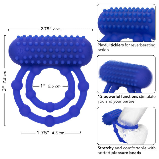 Calexotics Silicone Rechargeable 10 Bead Maximus Ring Couples Ring Vibrator