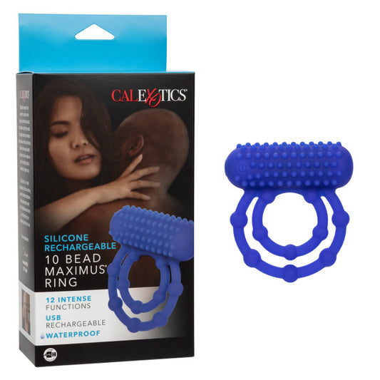 Calexotics Silicone Rechargeable 10 Bead Maximus Ring Couples Ring Vibrator