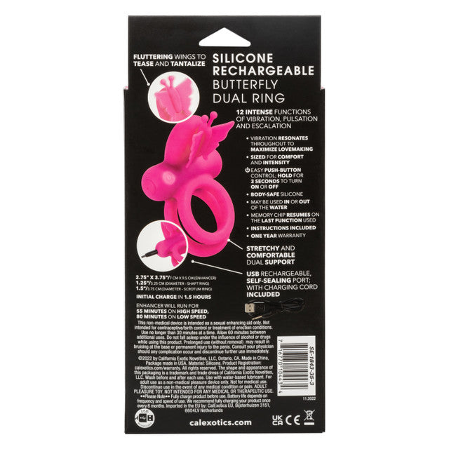 Calexotics Silicone Rechargeable Butterfly Dual Couples Ring Vibrator