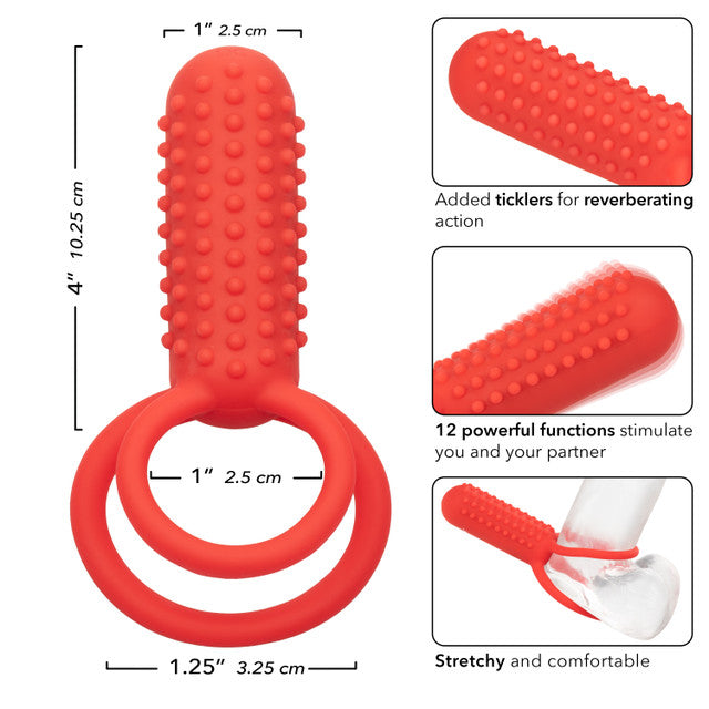 Calexotics Silicone Rechargeable Vertical Dual Enhancer Couples Ring Vibrator