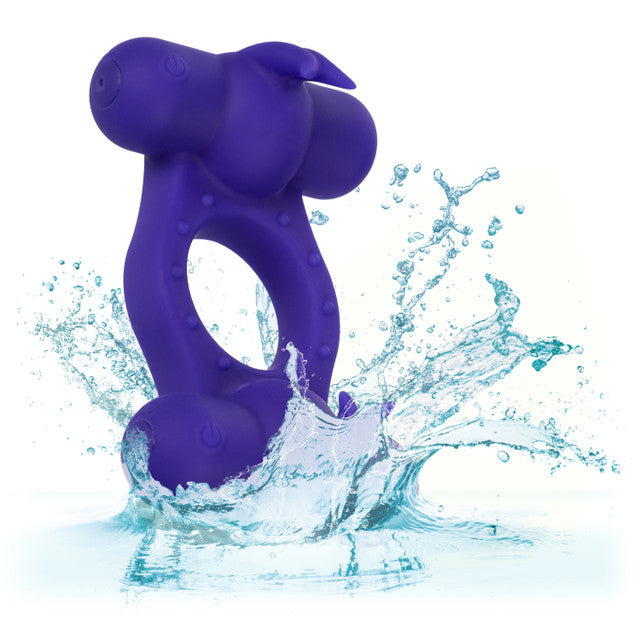 Calexotics Silicone Rechargeable Triple Orgasm Enhancer Couples Ring Vibrator