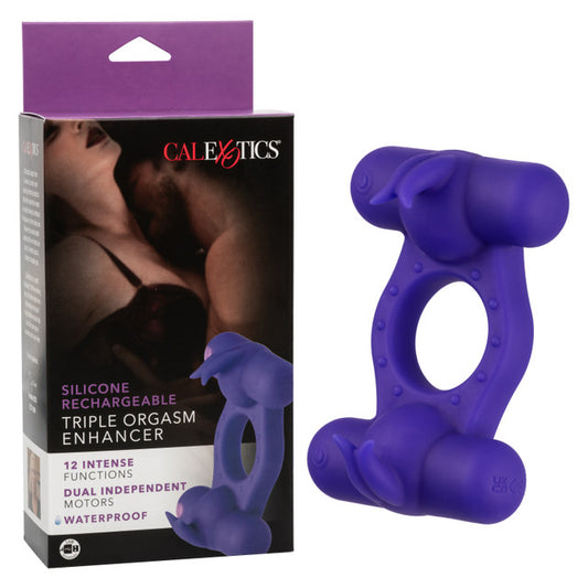 Calexotics Silicone Rechargeable Triple Orgasm Enhancer Couples Ring Vibrator