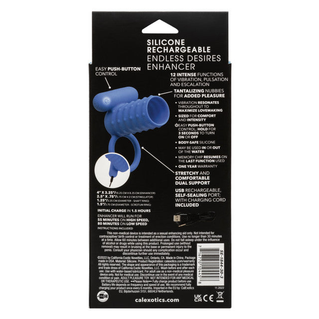 Calexotics Silicone Rechargeable Endless Desires Enhancer Couples Ring Vibrator