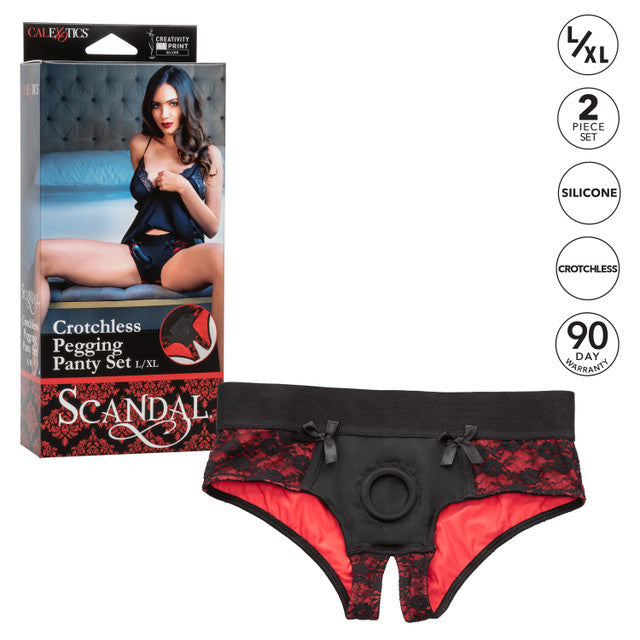 Calexotics Scandal Crotchless Pegging Panty Set Size S/M or L/XL