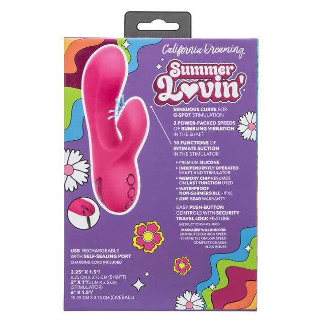Calexotics California Dreaming® Summer Lovin' Venice Beach Babe Rabbit Vibrator with Clitoral Suction