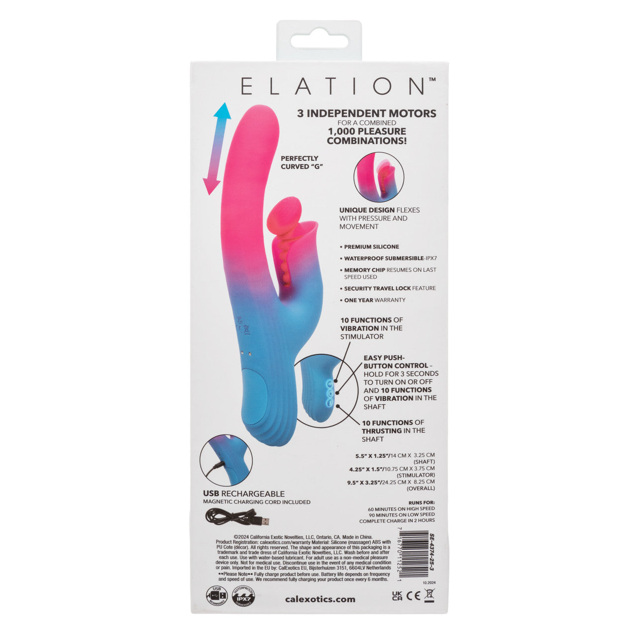CalExotics Elation Thrusting Dual Stimulator Rabbit Vibrator