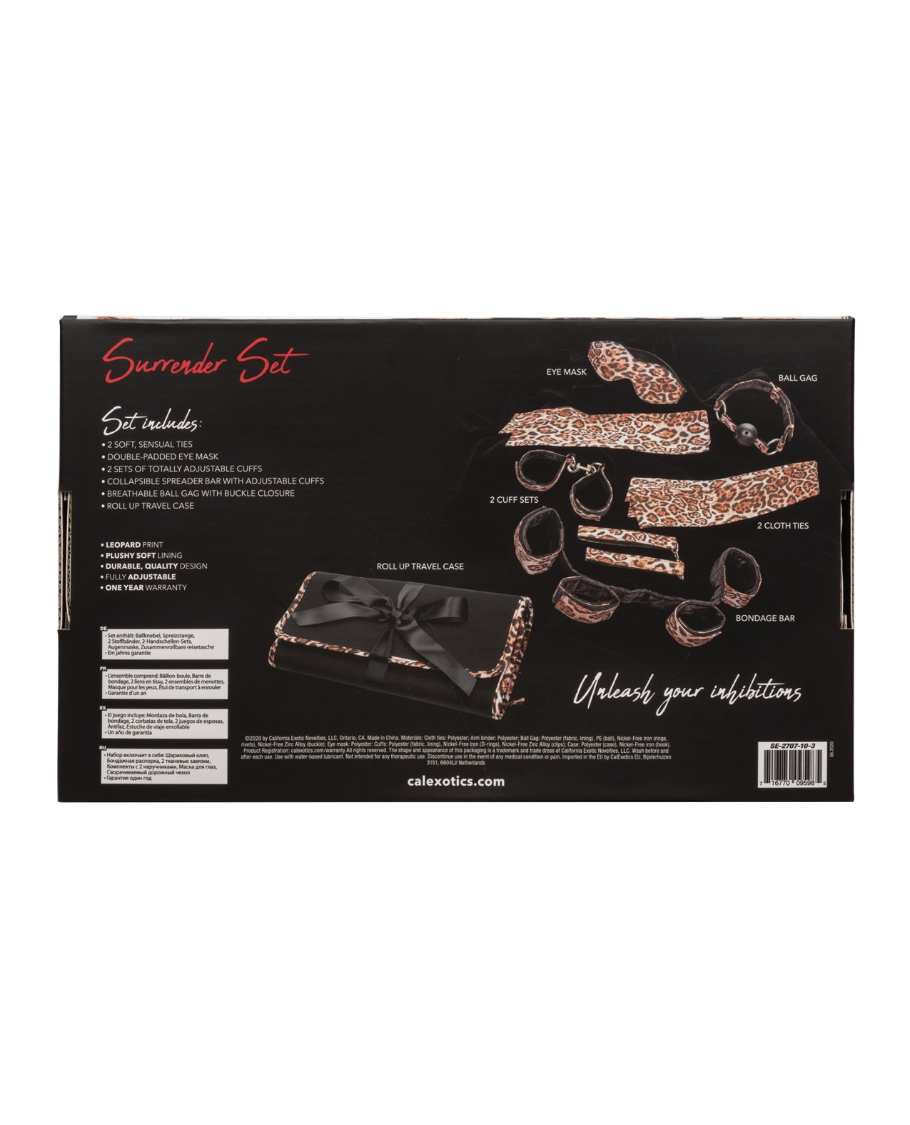Calexotics Surrender Adventure Set - 8 Piece Leopard Print Bondage Kit