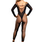 Fantasy Lingerie SHEER PREMONITION Crotchless Bodystocking - Black One Size