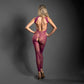 Fantasy Lingerie SHEER ENDLESS EMBRACE - Crotchless Floral Knit Bodystocking With Open Back Magenta One Size