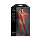 Fantasy Lingerie SHEER SECRET RENDEZVOUS - Crotchless Halter Tie Teddy Bodystocking And Fingerless Gloves Red One Size