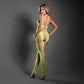 Fantasy Lingerie SHEER UNSTOPPABLE - Crotchless Rhinestone Knit Halter Bodystocking Neon Green One Size