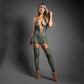 Fantasy Lingerie SHEER WILD HEART Bodystocking Dress - Green One Size