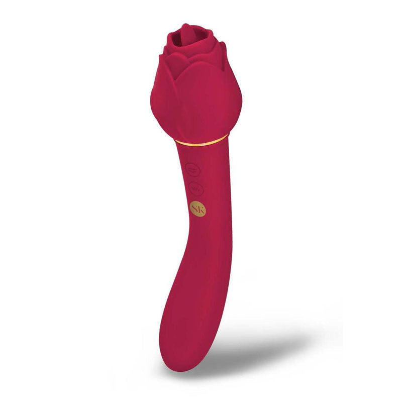 Secret Kisses ROSEGASM LINGO Rose Red 20.3cm Dual Vibrator & Flicking Stimulator