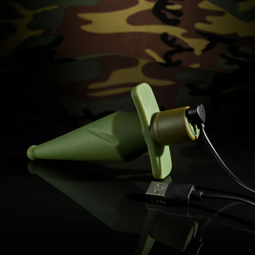 Selopa THE PRIVATE - Green 13cm USB Rechargeable Vibrating Butt Plug