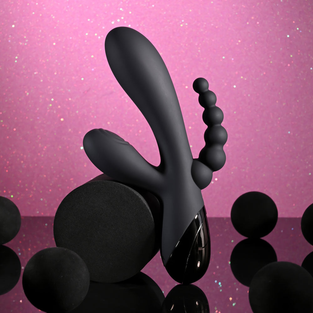 Selopa TRIPLE ACES - Black 19.7cm USB Rechargeable Triple Stimulator Vibrator