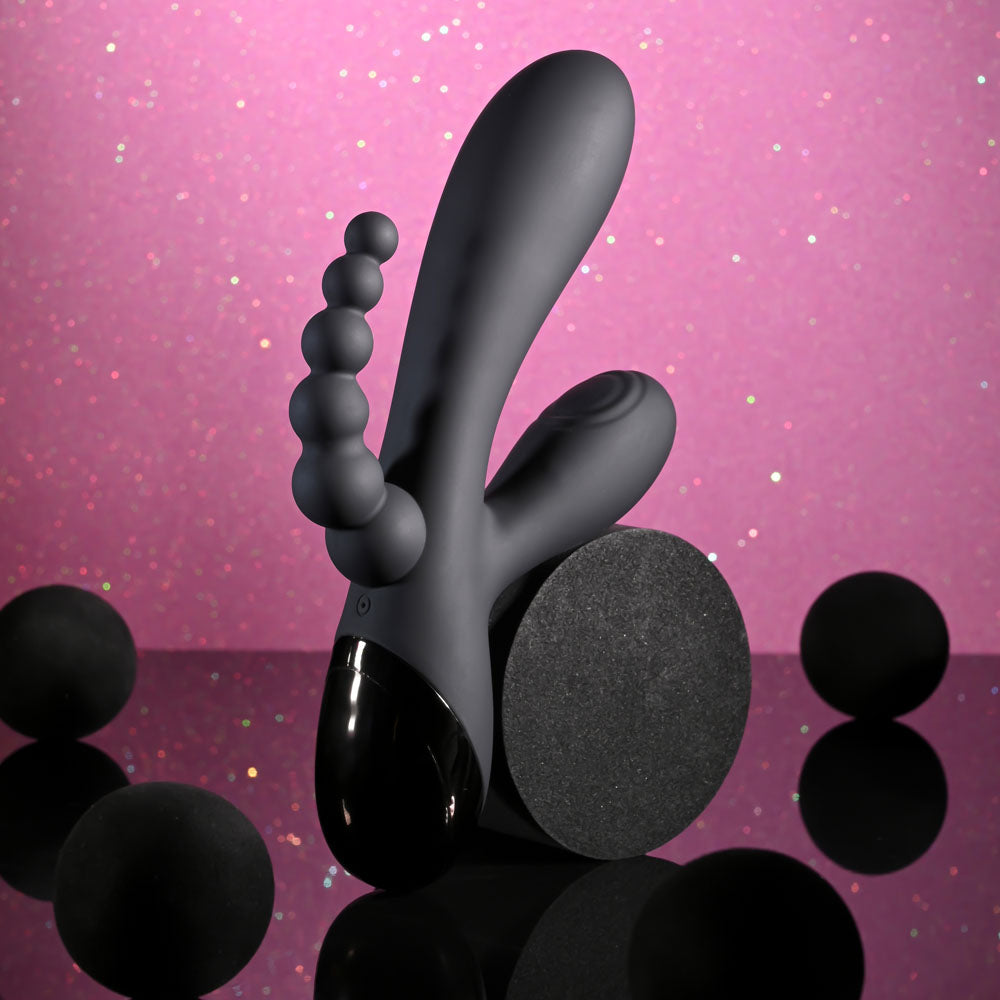 Selopa TRIPLE ACES - Black 19.7cm USB Rechargeable Triple Stimulator Vibrator