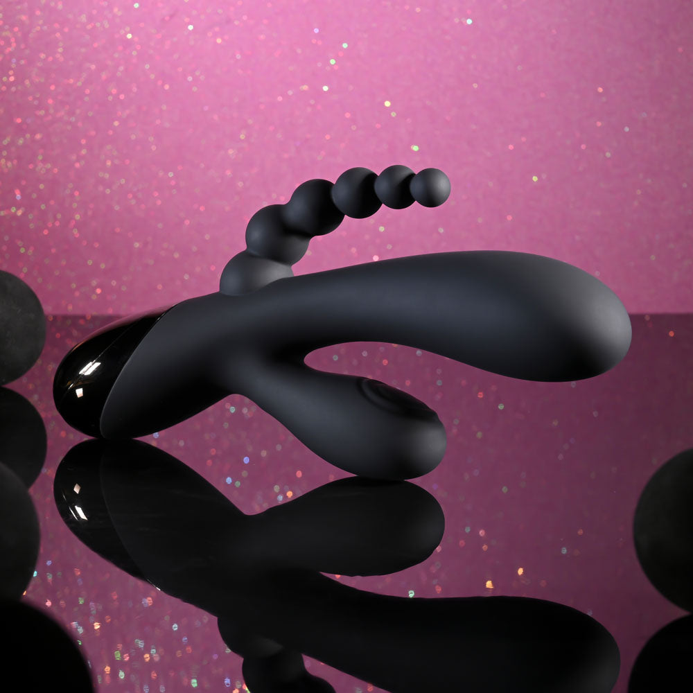 Selopa TRIPLE ACES - Black 19.7cm USB Rechargeable Triple Stimulator Vibrator