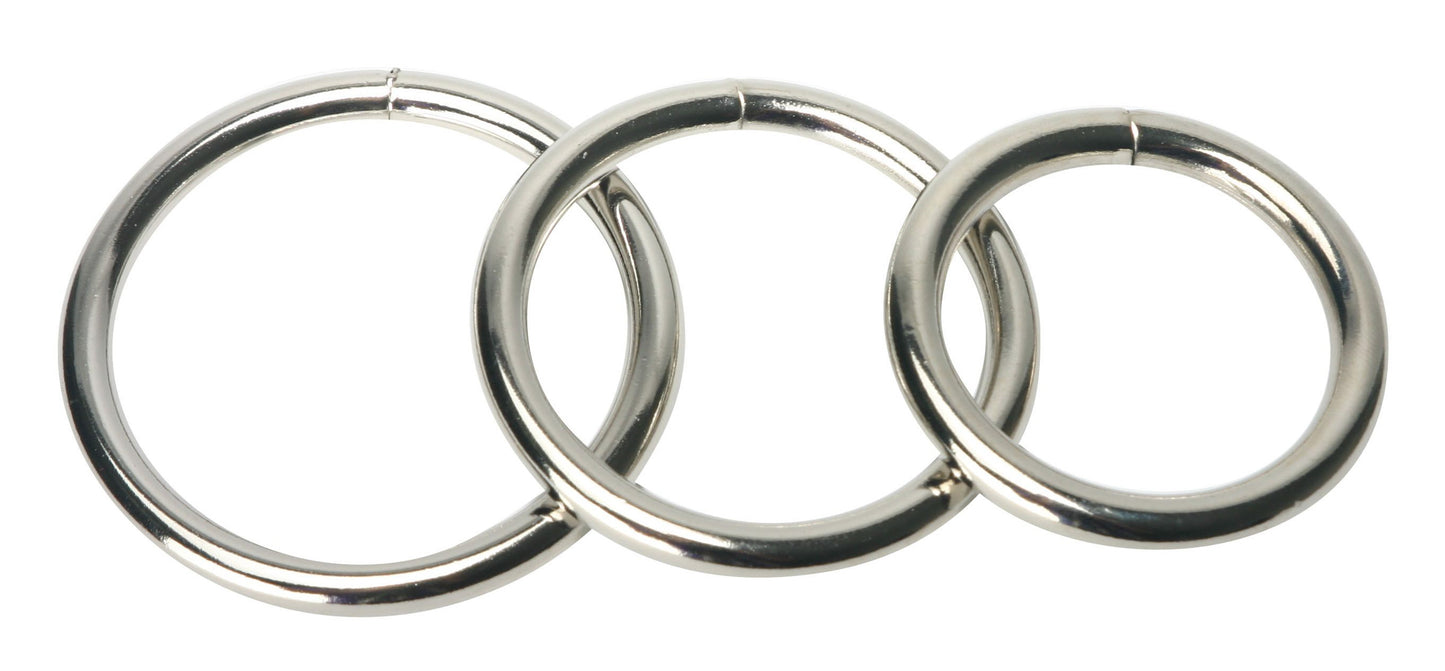 Master Series Trine Steel Ring Collection - Steel Cock Rings - Set of 3 Sizes