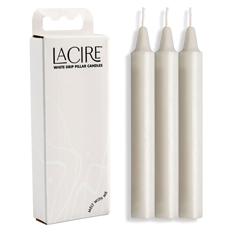Sportsheets LaCire Drip Pillar Candles - White Drip Candles - Set of 3