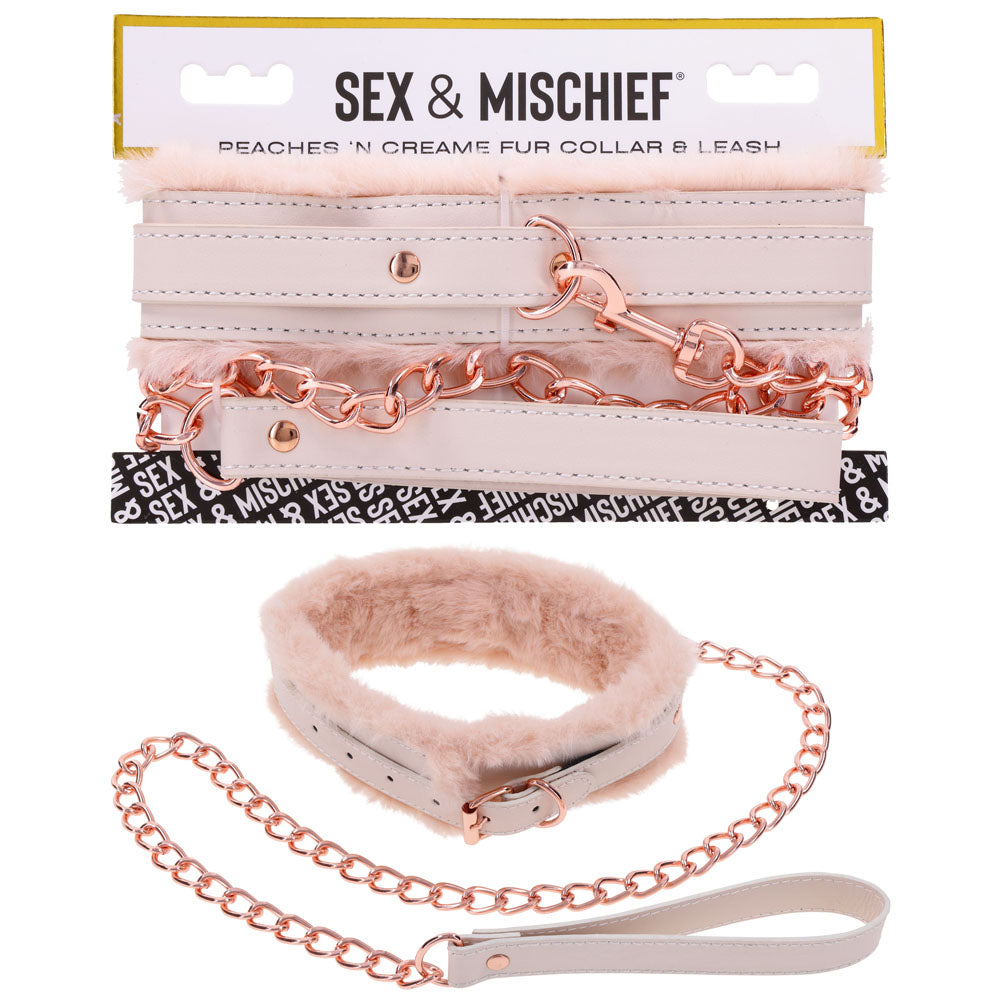 Sportsheets Sex & Mischief Peaches n CreaMe Fur Collar & Leash