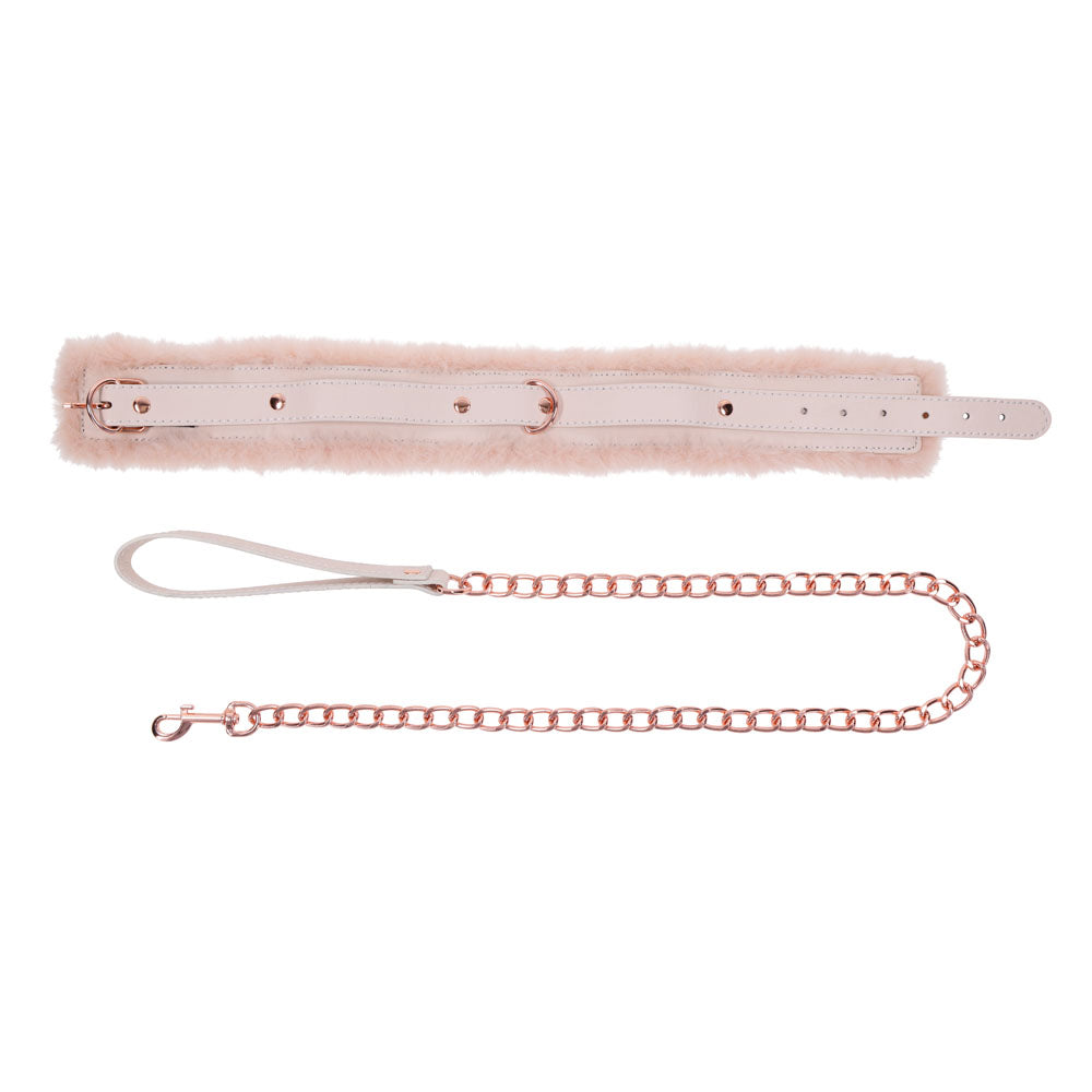 Sportsheets Sex & Mischief Peaches n CreaMe Fur Collar & Leash