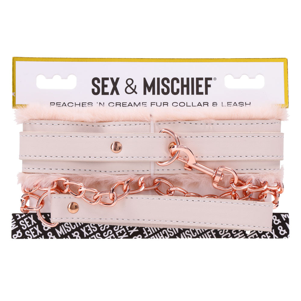 Sportsheets Sex & Mischief Peaches n CreaMe Fur Collar & Leash