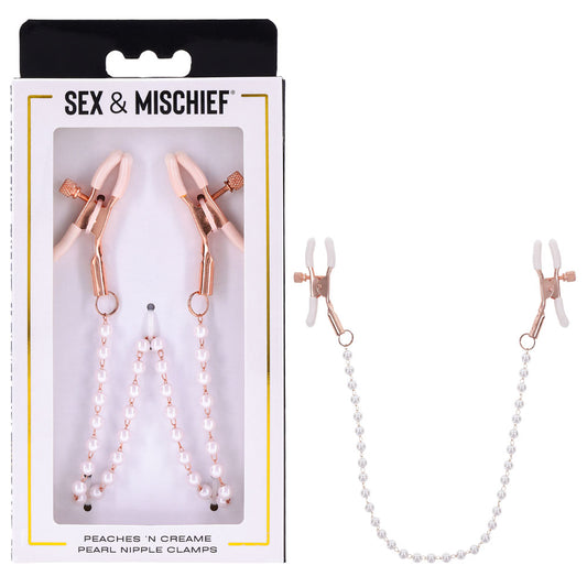 Sportsheets Sex & Mischief Peaches n CreaMe Pearl Nipple Clamps
