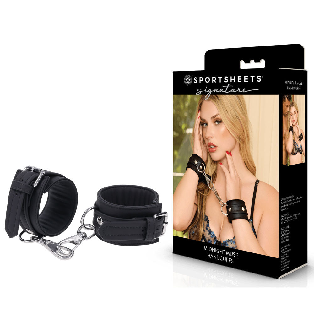 Sportsheets Signature Midnight Muse Handcuffs - Black