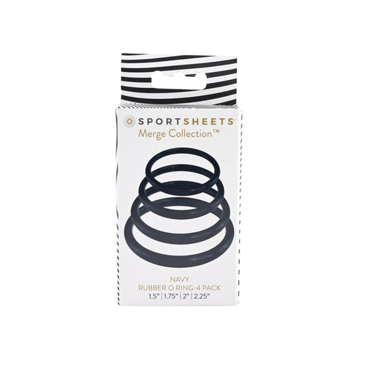 Sportsheets Navy Rubber Oring-4 Pack - Cock Ring