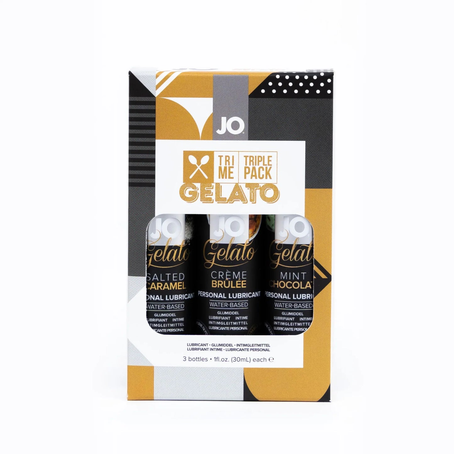 JO Tri Me Triple Pack Gelato Mint Chocolate/Creme Brulee/Salted Caramel Lubricant - 3x30ml