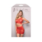 Fantasy Lingerie VIXEN SET THE TONE - Rhinestone Knit One-shoulder Top And Skirt Red One Size