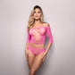 Fantasy Lingerie VIXEN WIDE AWAKE - Rhinestone Lace Knit Off-shoulder Top And Panty Pink One Size