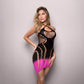 Fantasy Lingerie VIXEN READY OR NOT - Ombré Knit Asymmetrical Keyhole Halter Dress Black/Pink One Size