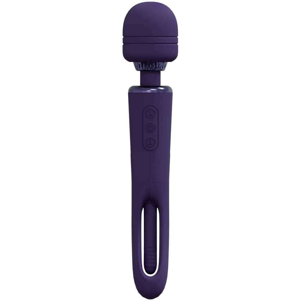Shots Toys | VIVE Kiku Double Ended Wand w Innovative G-Spot Flapping Stimulator Purple
