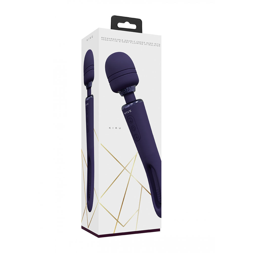 Shots Toys | VIVE Kiku Double Ended Wand w Innovative G-Spot Flapping Stimulator Purple