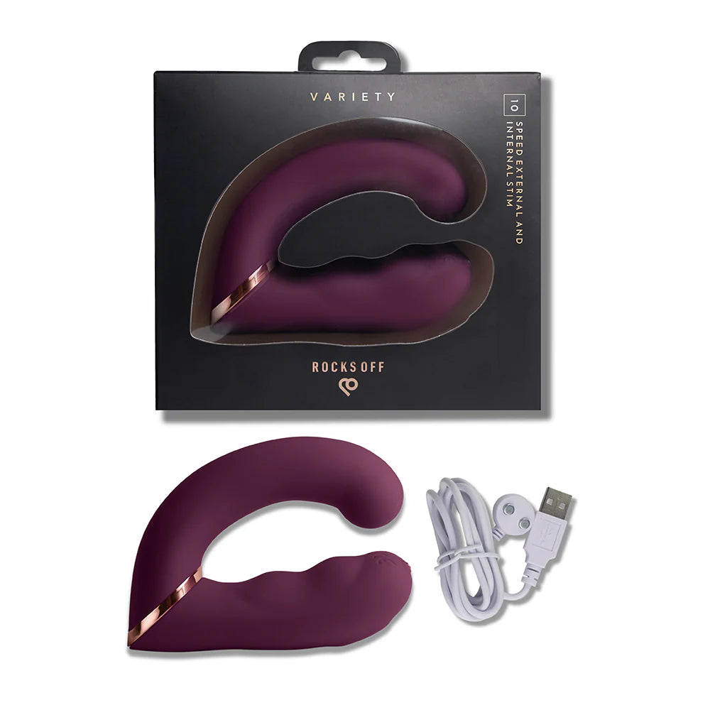 Rocks Off Variety Wearable Clitoral G-Spot Vibrator – Burgundy