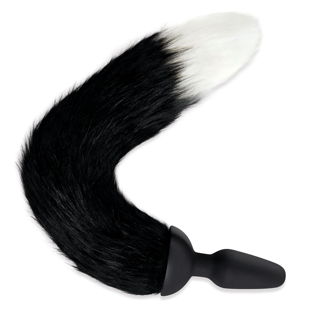 WhipSmart Furry Tales Silicone Foxtail Rechargeable Butt Plug - Black 9.5cm Vibrating Butt Plug with Black Fox Tail & Remote Control