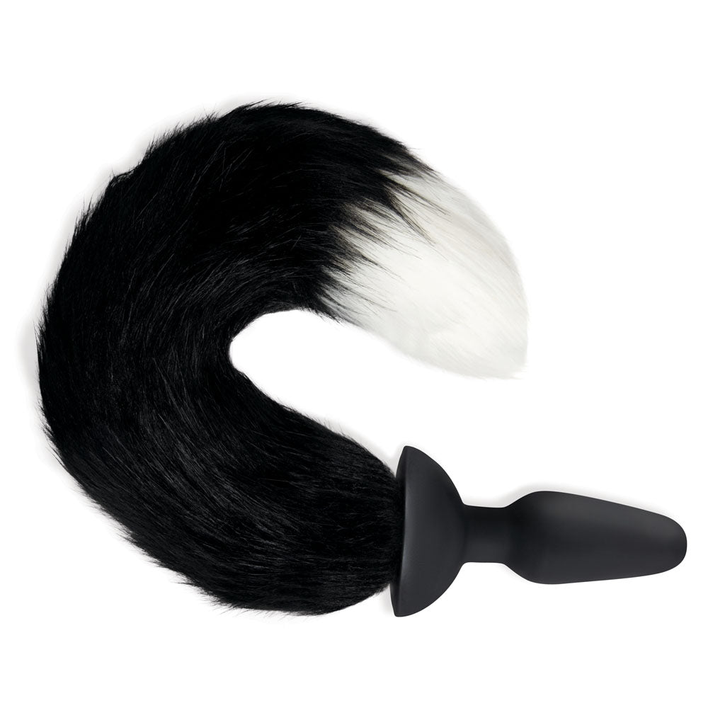 WhipSmart Furry Tales Silicone Foxtail Rechargeable Butt Plug - Black 9.5cm Vibrating Butt Plug with Black Fox Tail & Remote Control
