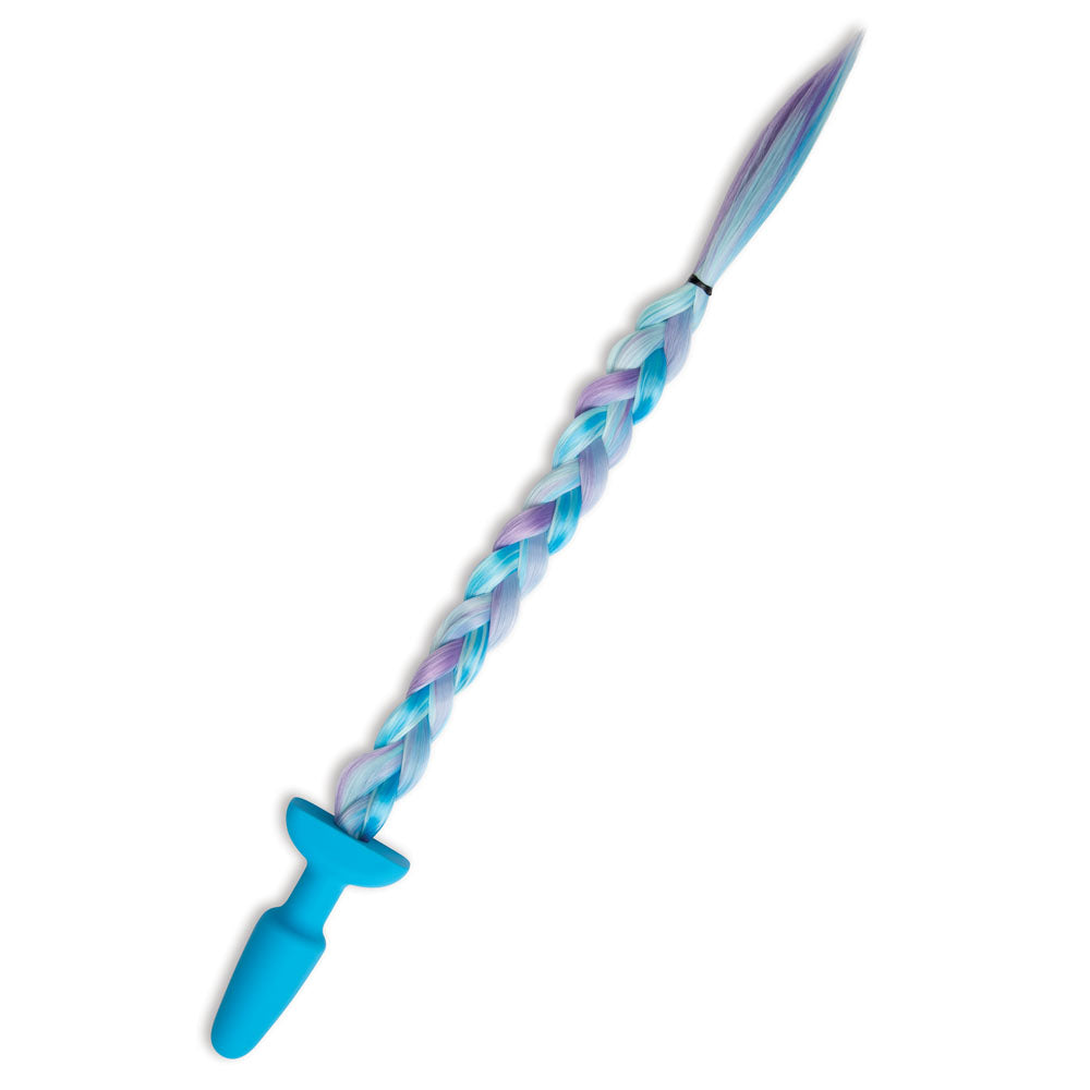 WhipSmart Furry Tales Silicone Unicorn Butt Plug - Blue 8.9cm Butt Plug with Unicorn Tail