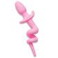 WhipSmart Furry Tales 3.5" Silicone Piggy Tail Butt Plug - Pink 8.9cm Butt Plug with Pig Tail