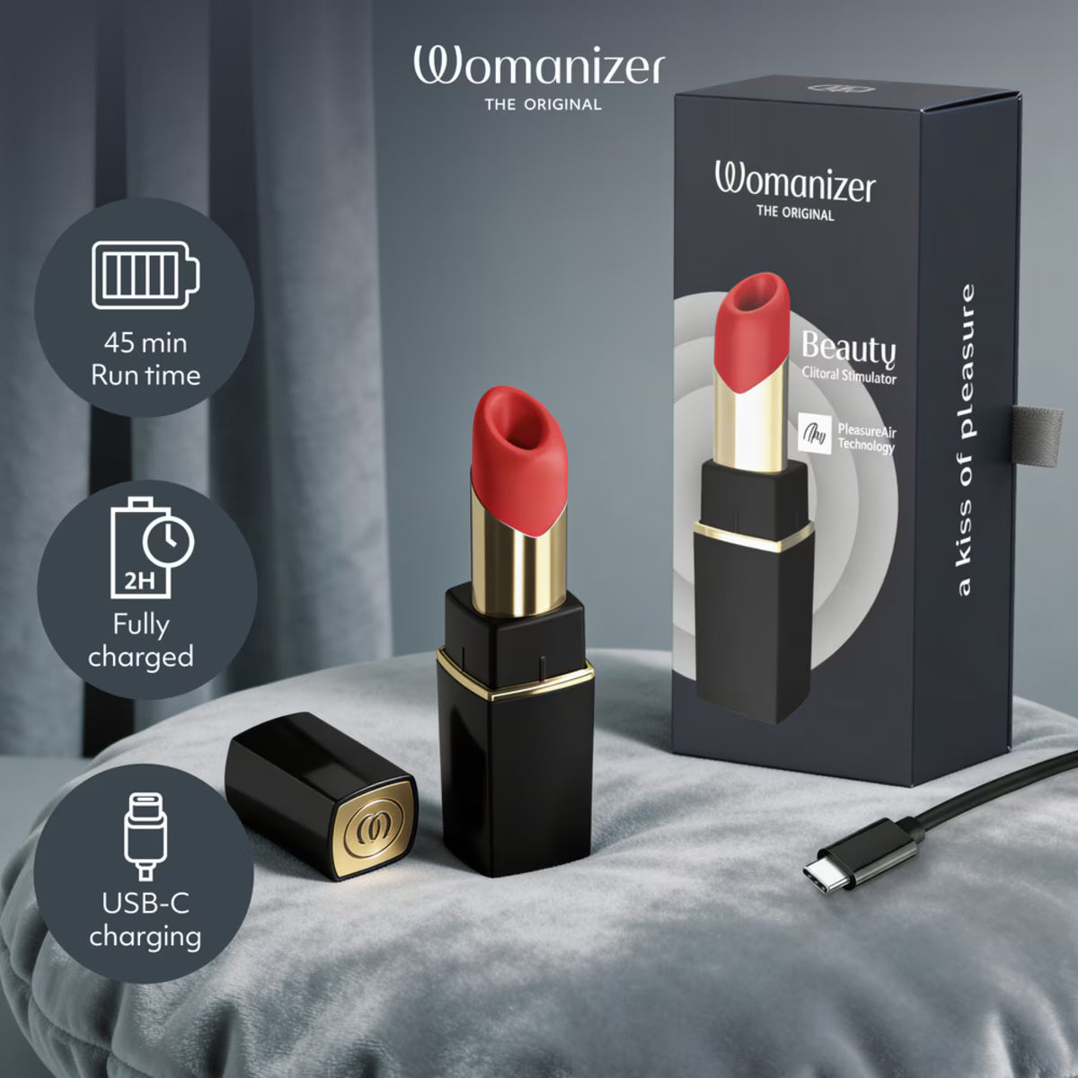 Womanizer Beauty - Lipstick Pleasure Air Clitoral Stimulator - MULTIPLE COLOURS
