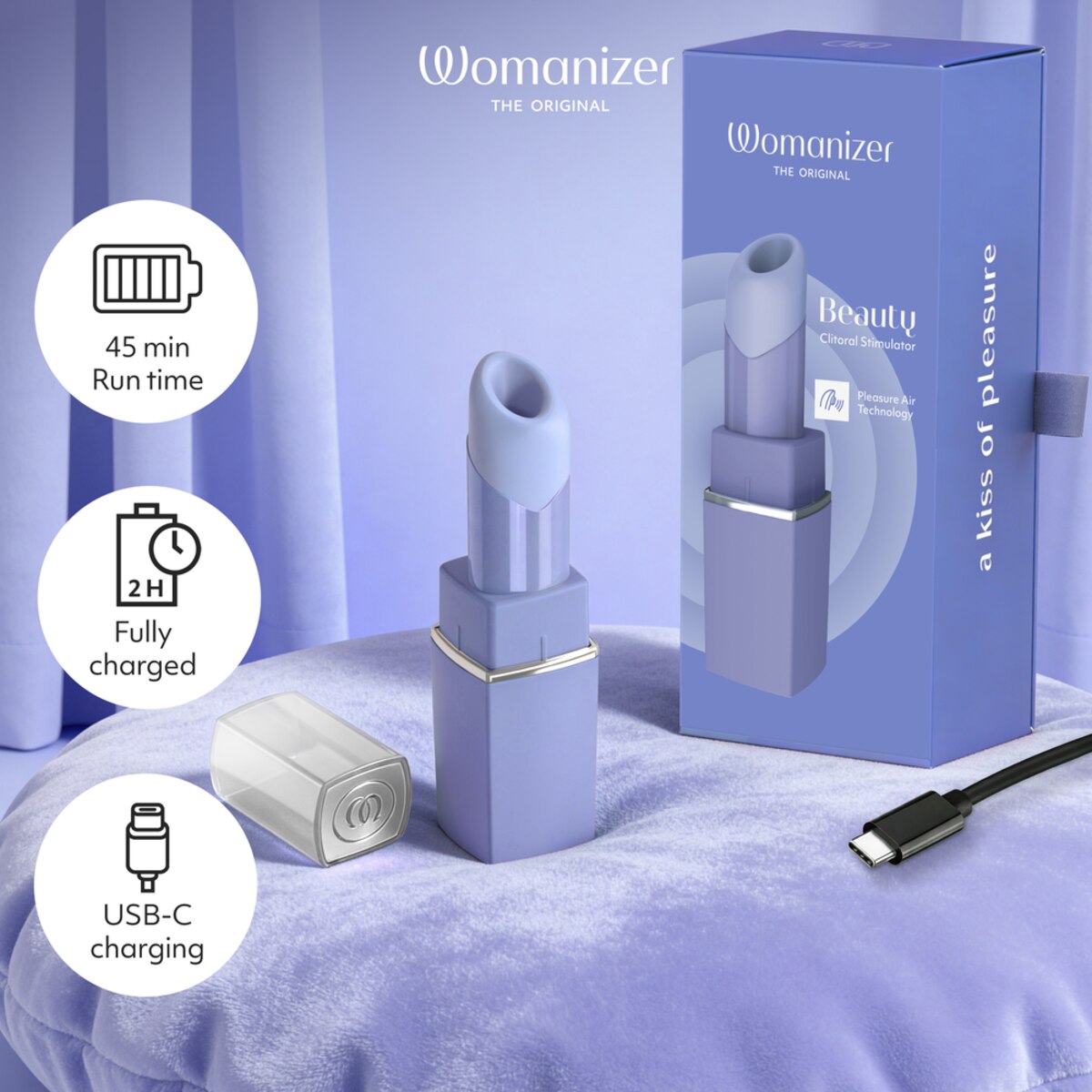 Womanizer Beauty - Lipstick Pleasure Air Clitoral Stimulator - MULTIPLE COLOURS