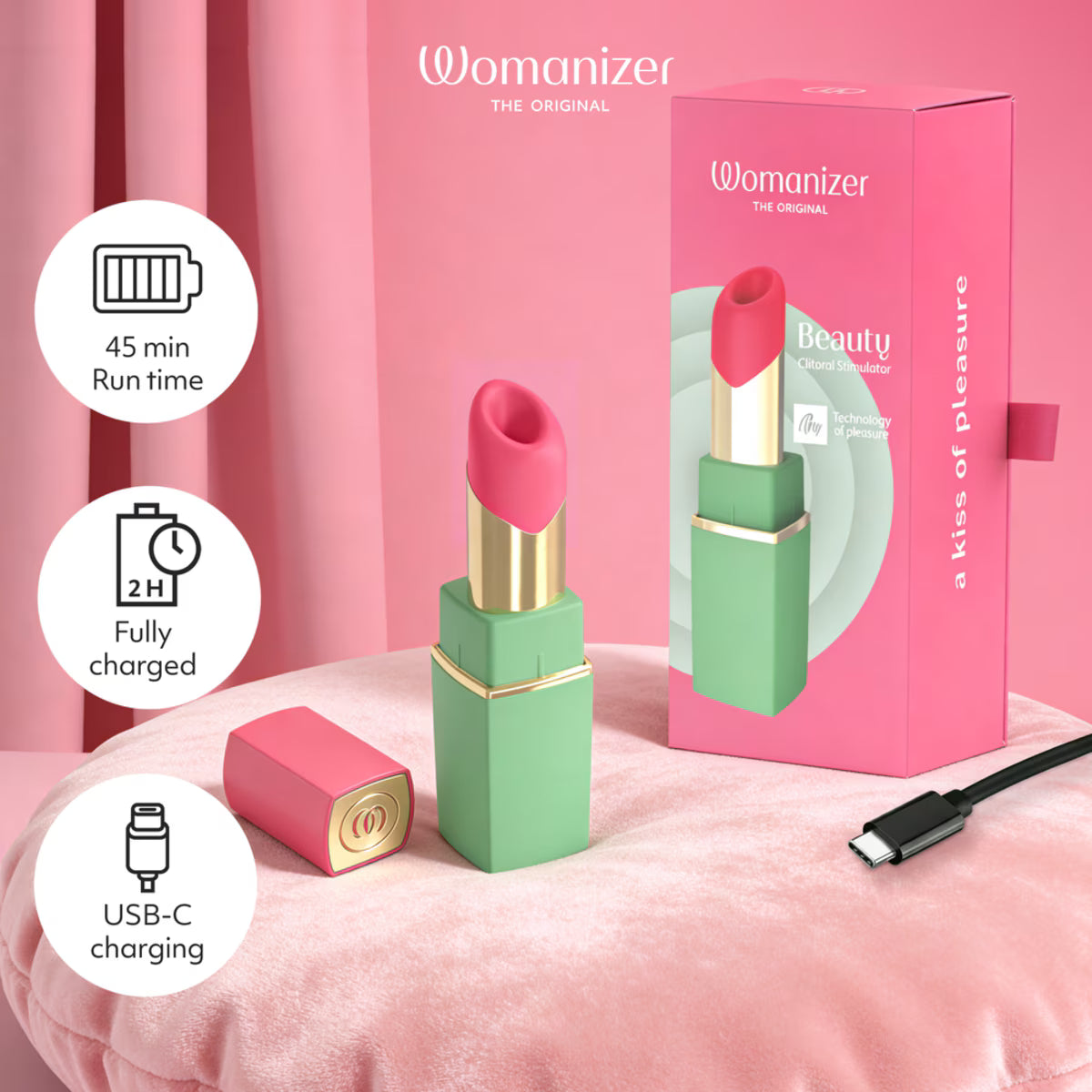 Womanizer Beauty - Lipstick Pleasure Air Clitoral Stimulator - MULTIPLE COLOURS
