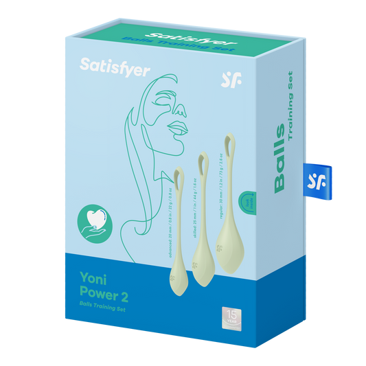 Satisfyer Yoni Power 2 Balls Training Set Green 3 Pc Pieces Kegel