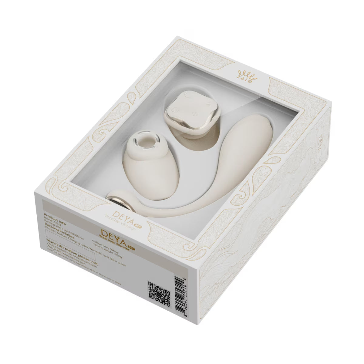 ZALO Deya Wearable Suction Vibrator with Remote Control - Ivory White