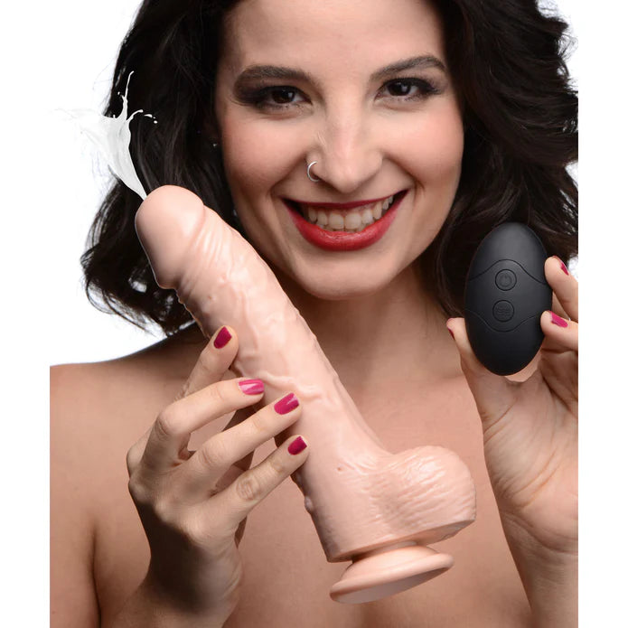 Loadz 8.5" Vibrating Squirting Dildo with Remote - Light