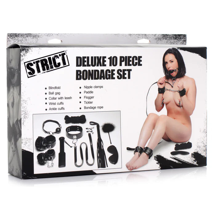Strict Deluxe 10 Piece Bondage Set Black