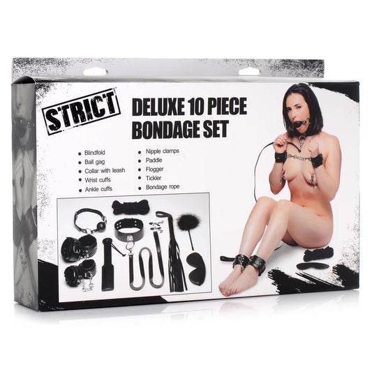 Strict Deluxe 10 Piece Bondage Set Black